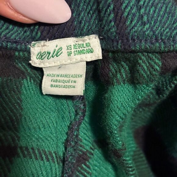 Aerie Plaid Green Flannel Jogger PJ Pant- Size XS - Picture 5 of 7